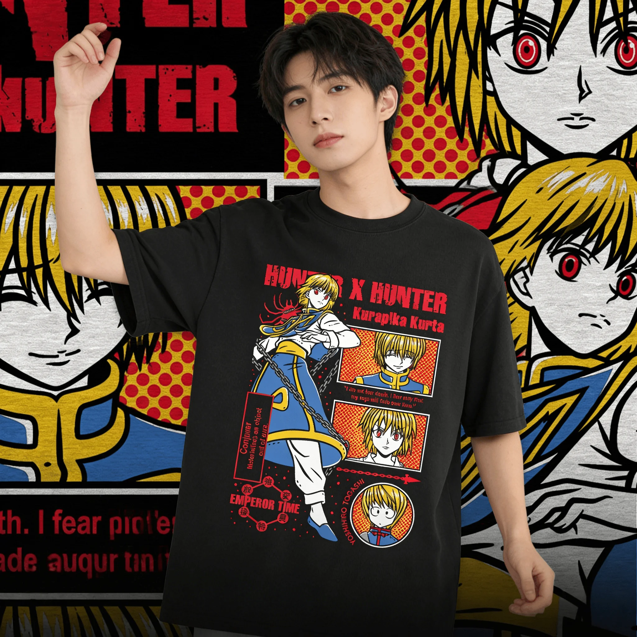 Мужская футболка Hunter x Hunter Kurapika с графическим принтом, оверсайз, 100% хлопок, унисекс, с круглым вырезом, короткий рукав, женская, в стиле Y2K, популярная уличная одежда
Мужская футболка Hunter x Hunter Kurapika с графическим принтом, оверсайз, 100% хлопок, унисекс, с круглым вырезом, короткий рукав, женская, в стиле Y2K, популярная уличная одежда