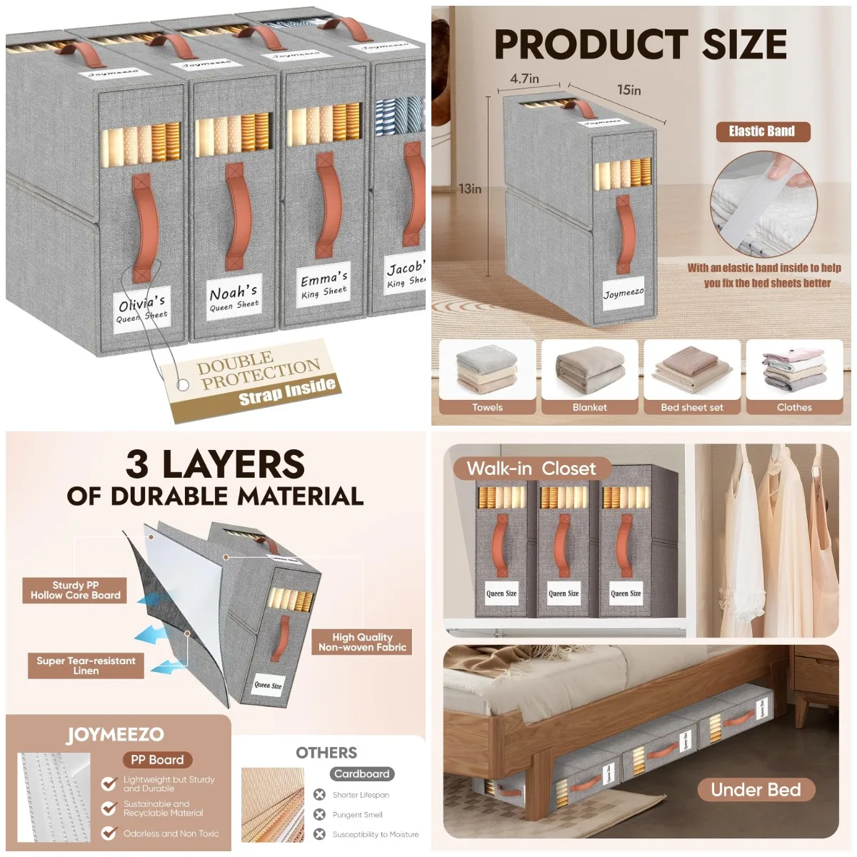 4-упаковка простыней с эластичным ремнем, складной ящик для хранения простыней King & Queen Size, одеял, пододеяльников — серый
4-упаковка простыней с эластичным ремнем, складной ящик для хранения простыней King & Queen Size, одеял, пододеяльников — серый