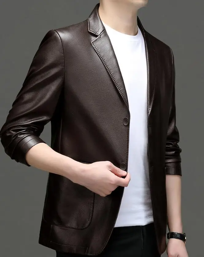 НОВАЯ мужская тонкая кожаная куртка, высококачественный модный тренд, универсальный весенне-осенний пиджак для стильных мужчин
НОВАЯ мужская тонкая кожаная куртка, высококачественный модный тренд, универсальный весенне-осенний пиджак для стильных мужчин