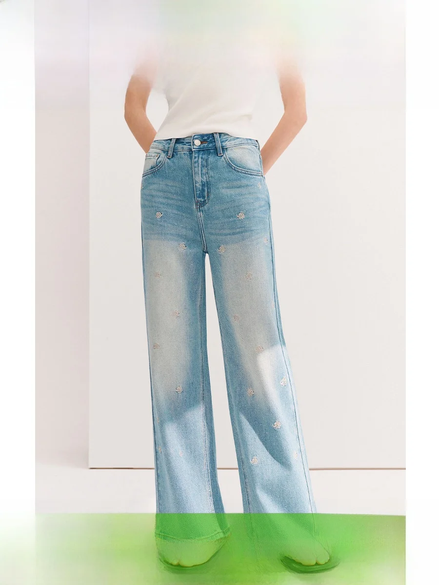 Джинсы Waed Denim женские свободного кроя, прямые, с вышивкой розы, с высокой талией, хлопковые, весна-лето, дышащие, комфортные
Джинсы Waed Denim женские свободного кроя, прямые, с вышивкой розы, с высокой талией, хлопковые, весна-лето, дышащие, комфортные