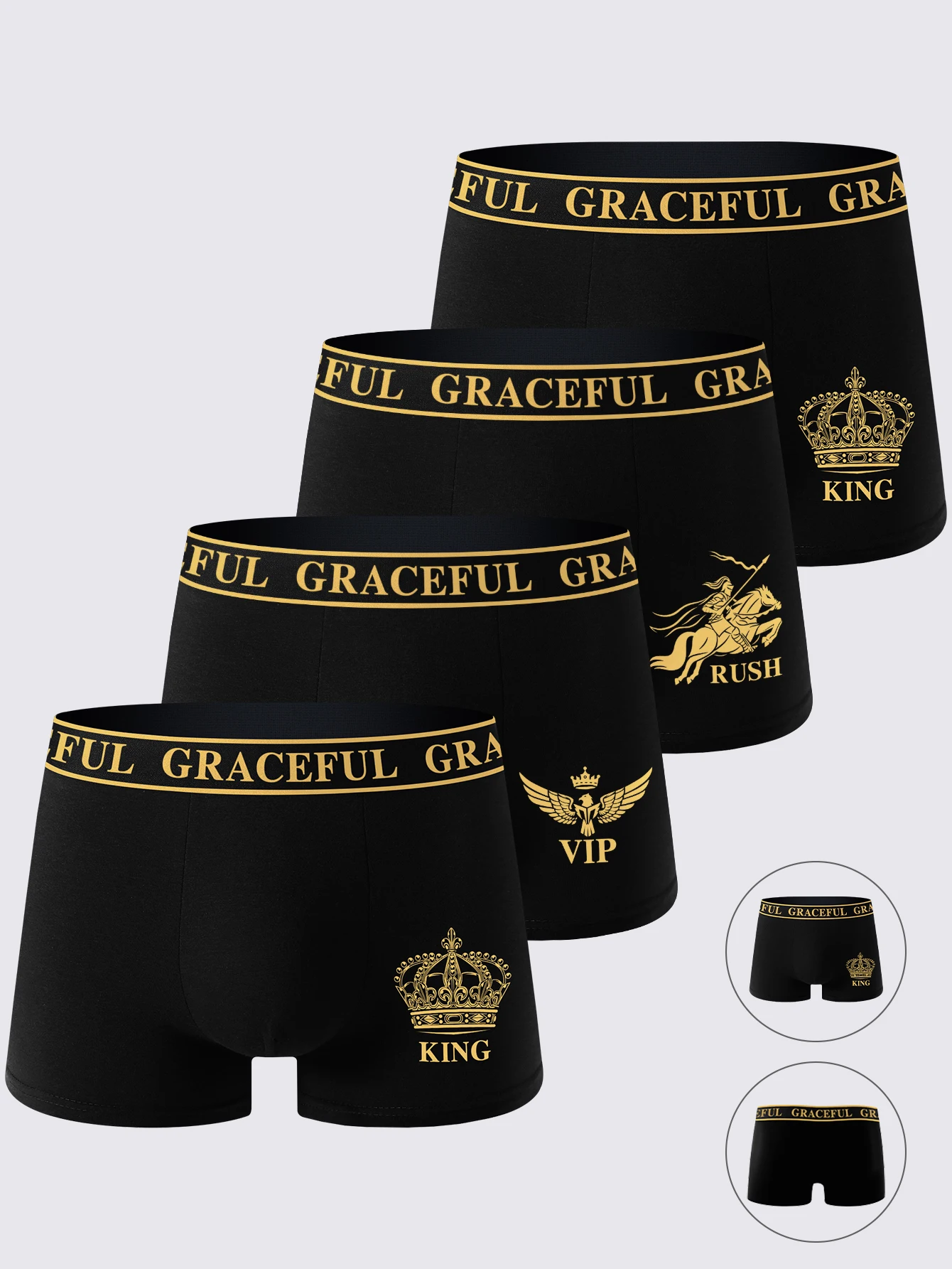 4-Pack Men's Underwear Comfortable Breathable Soft Boxer Shorts Black Gold High-End Sporty Casual Men's Briefs Underwear
4-Pack Men's Underwear Comfortable Breathable Soft Boxer Shorts Black Gold High-End Sporty Casual Men's Briefs Underwear
