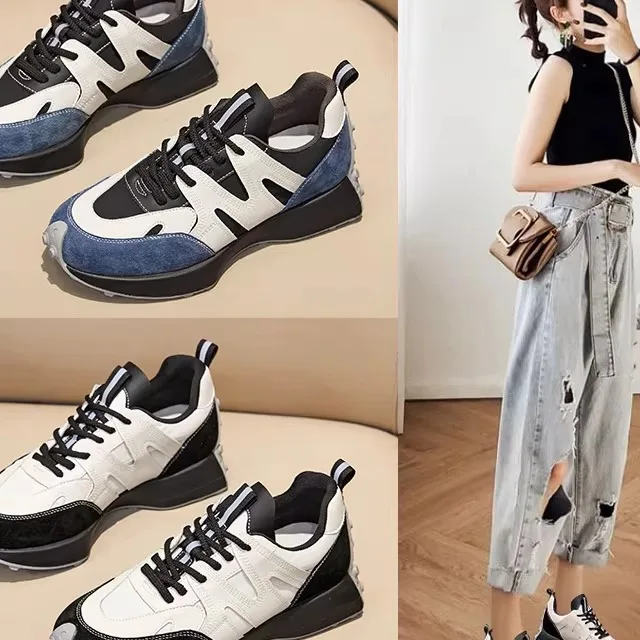 Genuine Leather Women's Fashionable Sports Shoes Slim Fit Dad Sneakers Breathable round Toe Rubber Outsole Summer Casual Shoes
Genuine Leather Women's Fashionable Sports Shoes Slim Fit Dad Sneakers Breathable round Toe Rubber Outsole Summer Casual Shoes