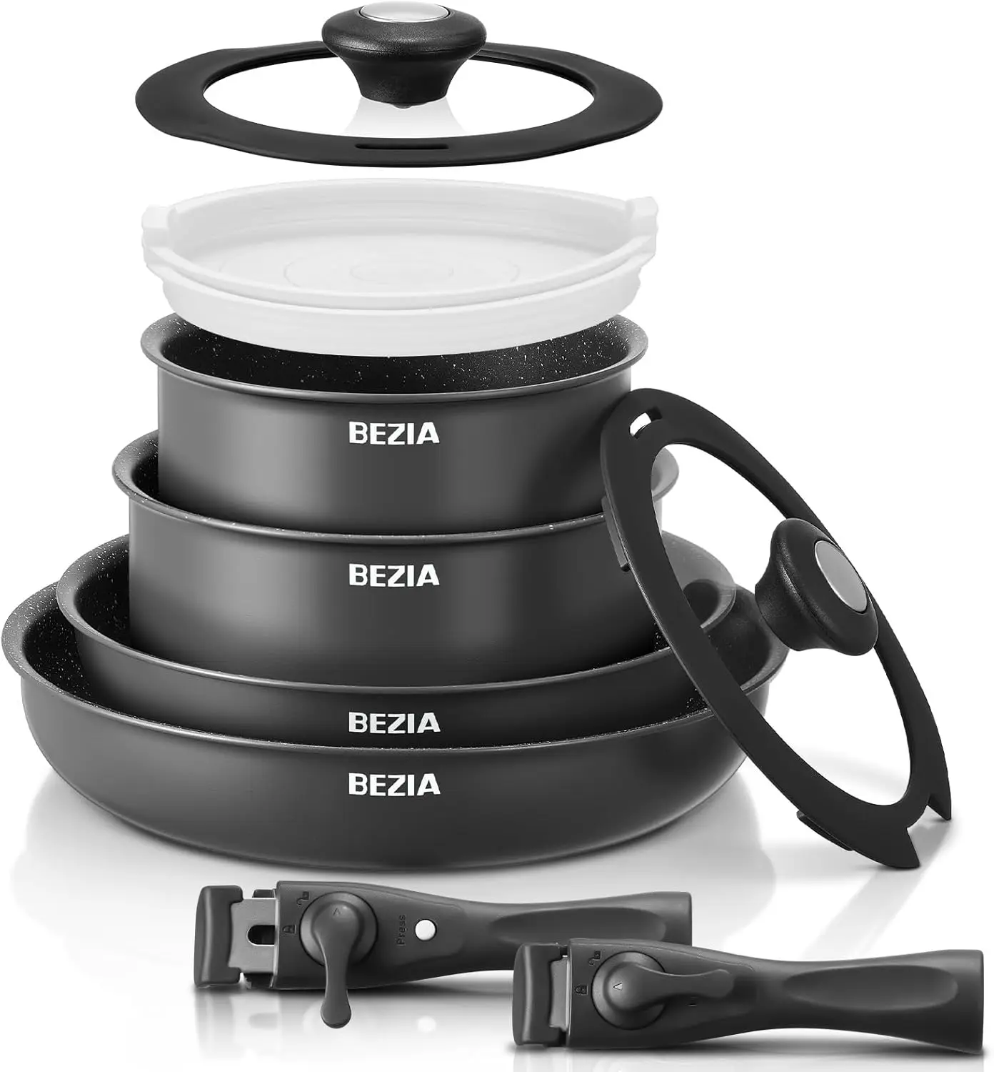 Induction Cookware Set 10 Pieces, Nonstick Pots and Pans Set with Removable Handles, for All Hobs, Stackable Design, Dishwasher/
Induction Cookware Set 10 Pieces, Nonstick Pots and Pans Set with Removable Handles, for All Hobs, Stackable Design, Dishwasher/