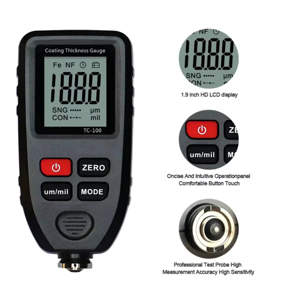 Paint Film Thickness Gauge for For automotive Coating Measurement Dual Technology LCD Display Non Destructive Testing Tool
Paint Film Thickness Gauge for For automotive Coating Measurement Dual Technology LCD Display Non Destructive Testing Tool