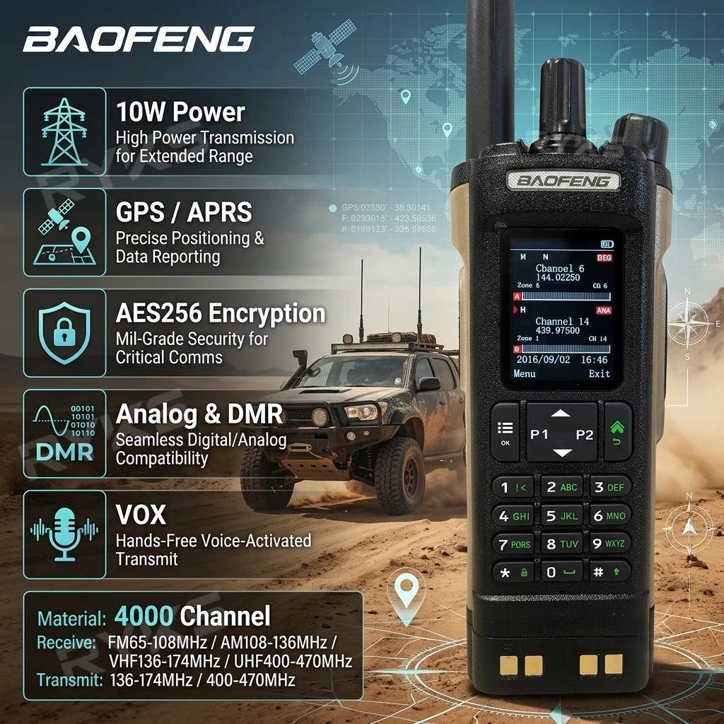 Dmr Digital Radio For Desert Off-Road Team Walkie Talkie Dm-32Uv 10W With 4000 Channels And Gps Positioning For Safety Dispatch
Dmr Digital Radio For Desert Off-Road Team Walkie Talkie Dm-32Uv 10W With 4000 Channels And Gps Positioning For Safety Dispatch