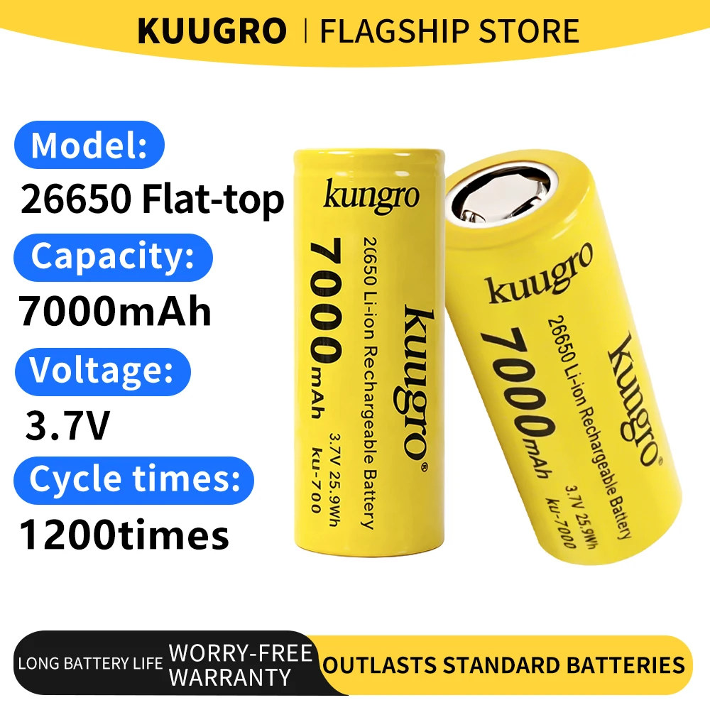 1-20 шт. Kuugro 26650 3,7 В 7000 мАч 35 А литиевая аккумуляторная батарея 26650 подходит для аккумуляторов для фонариков
1-20 шт. Kuugro 26650 3,7 В 7000 мАч 35 А литиевая аккумуляторная батарея 26650 подходит для аккумуляторов для фонариков