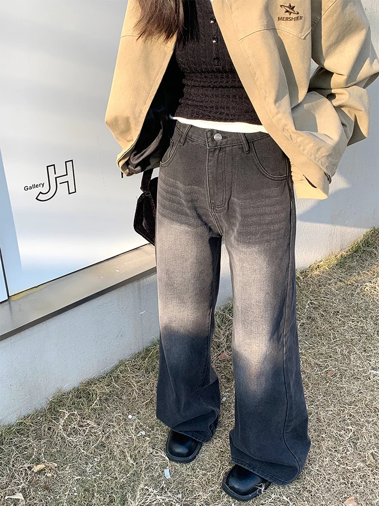 NIDEBLACK Korean Style Water Washed Vintage Loose Straight Leg Jeans Simple Casual Wide Leg Long Pants for Young Girls
NIDEBLACK Korean Style Water Washed Vintage Loose Straight Leg Jeans Simple Casual Wide Leg Long Pants for Young Girls