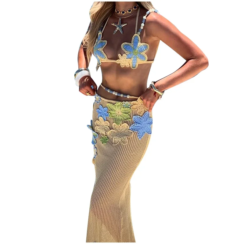 Sexy Hollow Out Knit Women Set Slim Bead Flower Crochet Crop Top Long Skirt Female Suit 2025 Summer Lady Beach Holiday Sets
Sexy Hollow Out Knit Women Set Slim Bead Flower Crochet Crop Top Long Skirt Female Suit 2025 Summer Lady Beach Holiday Sets