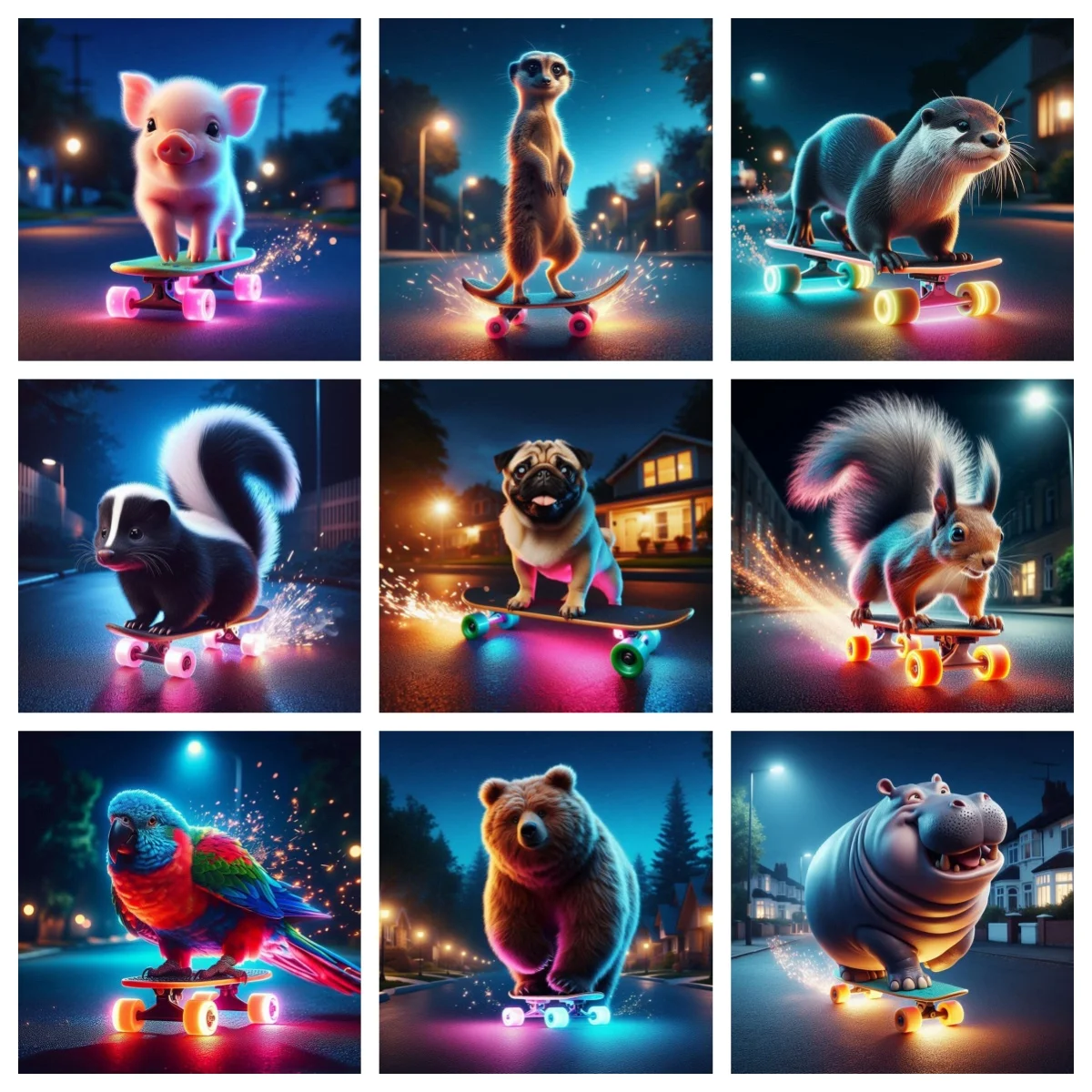 Funny animals playing skateboard 5D Diamond Painting Piglet Kitten Puppy DIY Diamond Embroidery Children's Fun Crafts Home Decor
Funny animals playing skateboard 5D Diamond Painting Piglet Kitten Puppy DIY Diamond Embroidery Children's Fun Crafts Home Decor