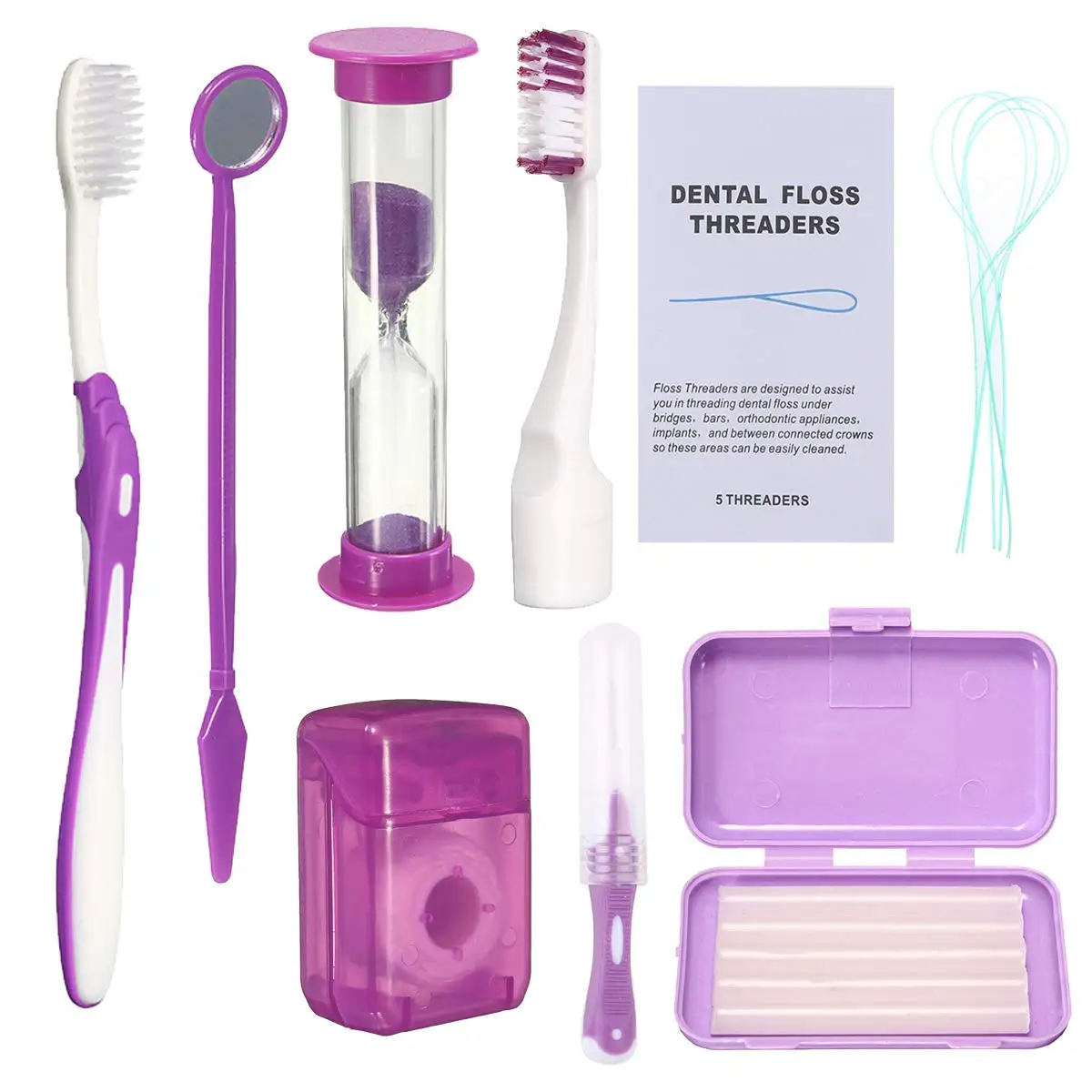 Purple Orthodontic Care Kit for Braces, Portable Travel Toothbrush Set with Interdental Brush, Floss, Wax & Timer
Purple Orthodontic Care Kit for Braces, Portable Travel Toothbrush Set with Interdental Brush, Floss, Wax & Timer
