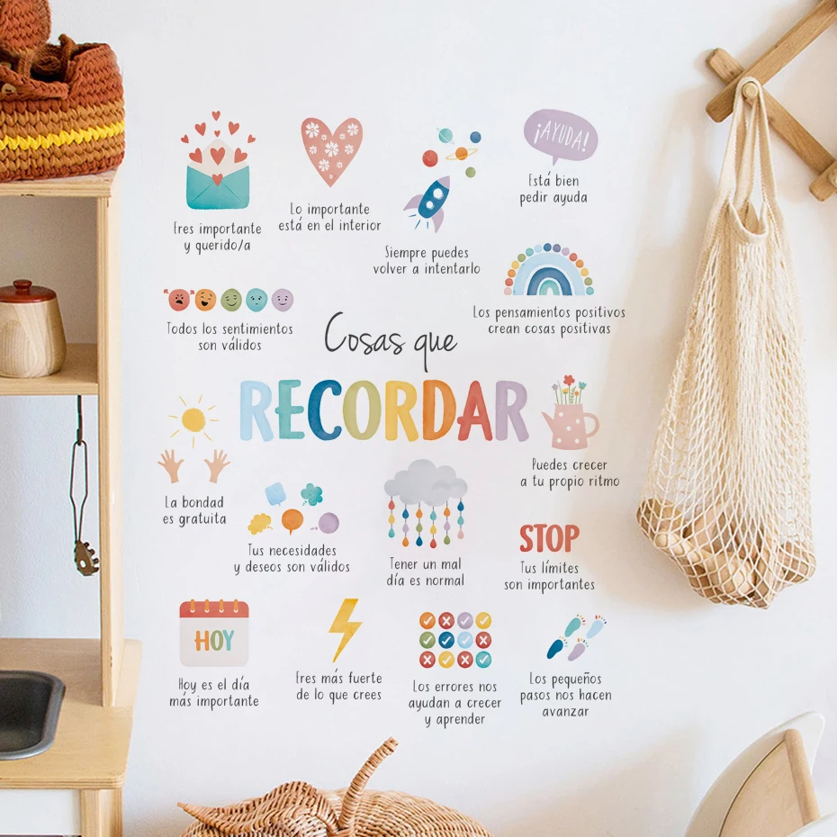 Spanish Things to Remember Wall Stickers for Kids Room Decor Children's Living Room Nursery Wall Decoration
Spanish Things to Remember Wall Stickers for Kids Room Decor Children's Living Room Nursery Wall Decoration