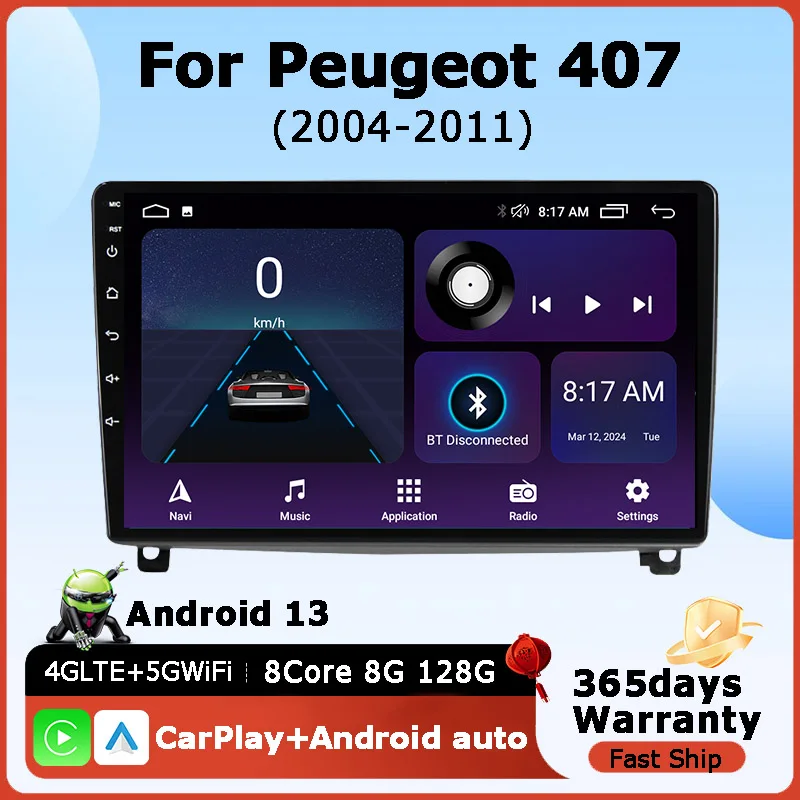 For Peugeot 407 2004 - 2011 Car Radio Android Automotive Multimedia Video Player GPS Navigation Carplay Touch Screen Auto Stereo
For Peugeot 407 2004 - 2011 Car Radio Android Automotive Multimedia Video Player GPS Navigation Carplay Touch Screen Auto Stereo