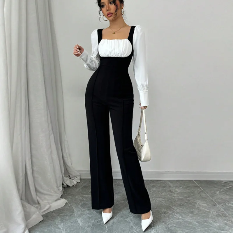 Long-sleeved Jumpsuit Autumn and Winter Temperament Contrasting Color Square Neck Puff Sleeves Comfortable Casual Jumpsuit
Long-sleeved Jumpsuit Autumn and Winter Temperament Contrasting Color Square Neck Puff Sleeves Comfortable Casual Jumpsuit