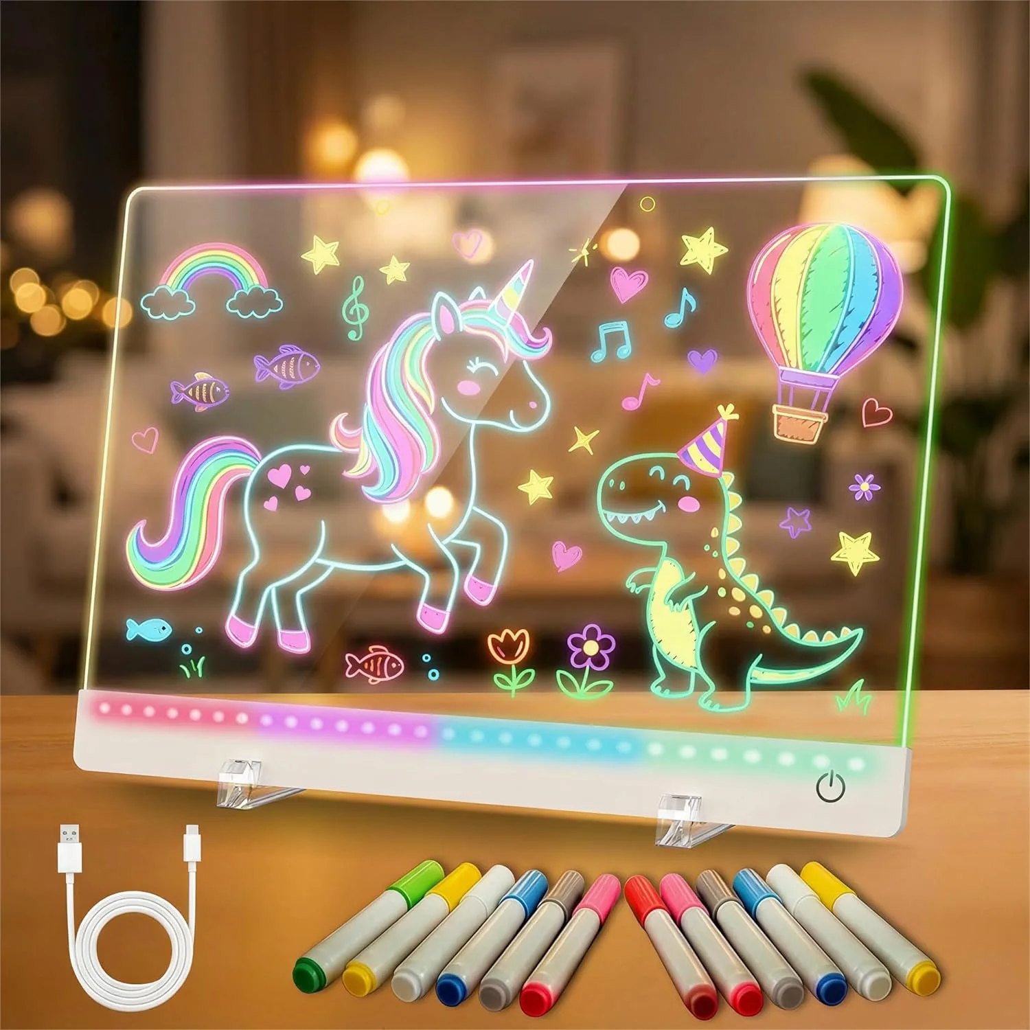 Rechargeable LED Drawing Board for Kids, 17" Flicker-Free Glow Doodle Pad with 11 Color Modes, Soft Light Dry Erase Board with
Rechargeable LED Drawing Board for Kids, 17" Flicker-Free Glow Doodle Pad with 11 Color Modes, Soft Light Dry Erase Board with