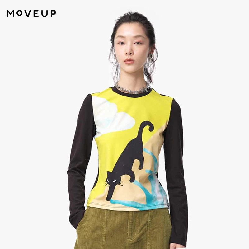 MOVEUP Slimming Long Sleeved Round Neck T-Shirt Autumn Cat Print Tee Personality Fashion Office Knitted Top For Women 324310508
MOVEUP Slimming Long Sleeved Round Neck T-Shirt Autumn Cat Print Tee Personality Fashion Office Knitted Top For Women 324310508