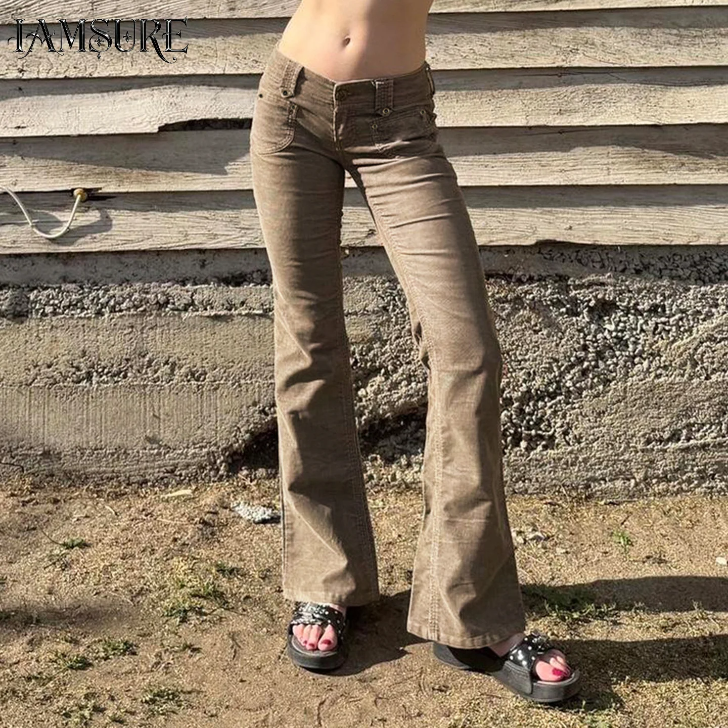 Vintage Pocket Design Corduroy Tight Fitting Micro Flared Pants Women's Low Waist Solid All Match Full Length Trousers 2026 New
Vintage Pocket Design Corduroy Tight Fitting Micro Flared Pants Women's Low Waist Solid All Match Full Length Trousers 2026 New