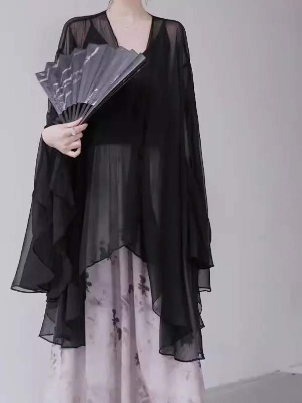 plus Size 300 Pounds Elegant Vintage Zen Style Asymmetrical Shawl Chiffon Top Slimming Drifting Lazy Style Open Cardigan
plus Size 300 Pounds Elegant Vintage Zen Style Asymmetrical Shawl Chiffon Top Slimming Drifting Lazy Style Open Cardigan