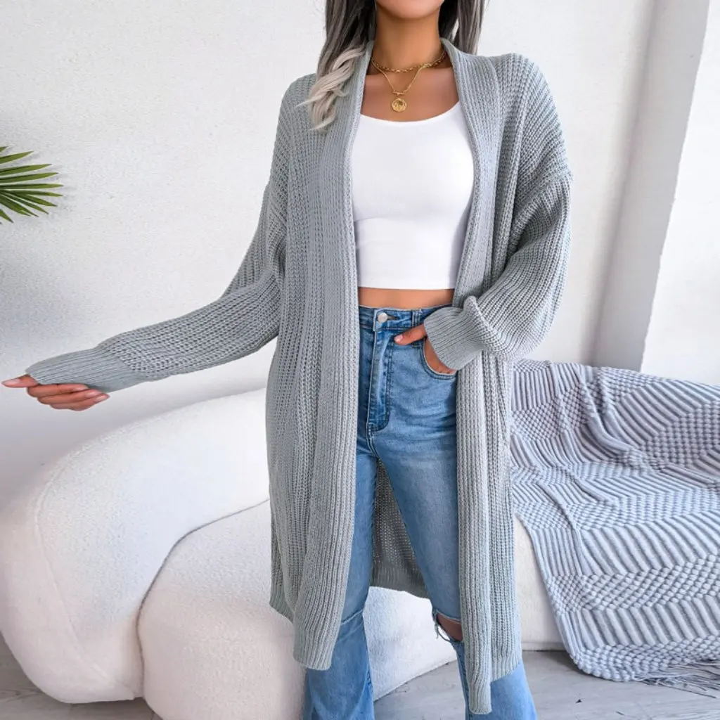 Explosions Women's Solid Color Casual Joker Lapel Long Cardigan Sweater Coat Fashionable Wholesale
Explosions Women's Solid Color Casual Joker Lapel Long Cardigan Sweater Coat Fashionable Wholesale