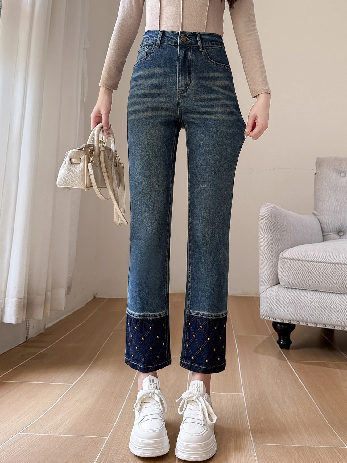 High Waist Straight Leg Denim Jeans Women's Elastic Waist plus Size Long Pants Spring Autumn Season Casual Pure Color
High Waist Straight Leg Denim Jeans Women's Elastic Waist plus Size Long Pants Spring Autumn Season Casual Pure Color