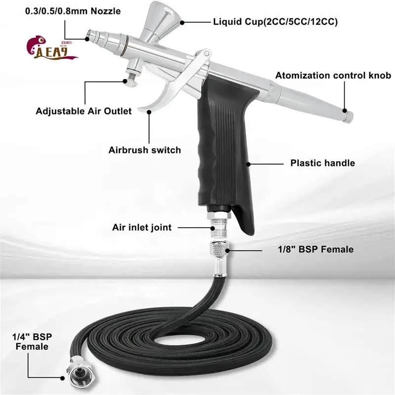 AEA9-Airbrush Kit Metal Double Action Trigger Airbrush For Painting Nails Cake Tattoo Makeup
AEA9-Airbrush Kit Metal Double Action Trigger Airbrush For Painting Nails Cake Tattoo Makeup