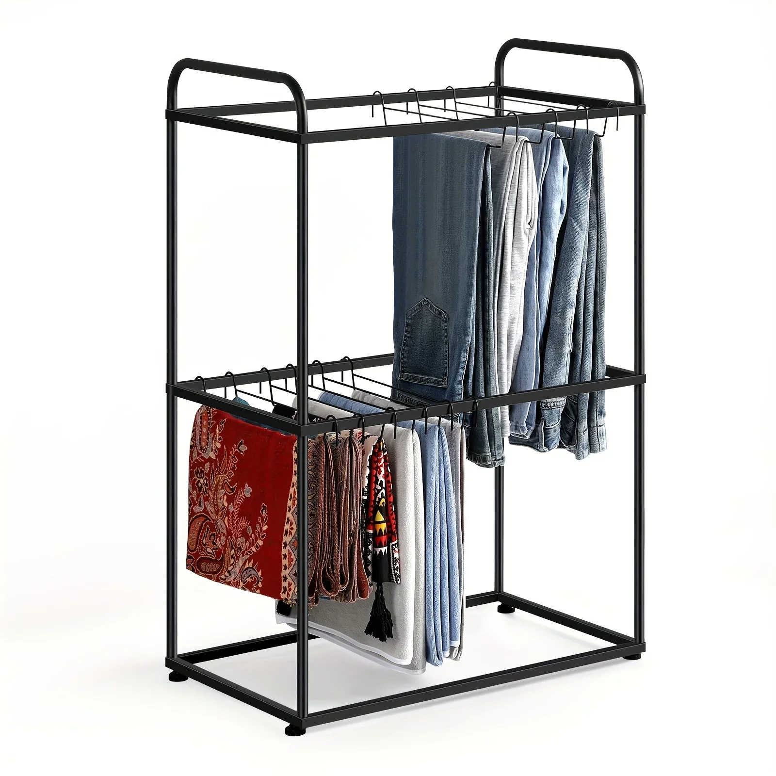 A Two-Tier Trouser Organizer Featuring 26 Individual Racks. The Compact Design Helps Maximize Space for Storing Trousers
A Two-Tier Trouser Organizer Featuring 26 Individual Racks. The Compact Design Helps Maximize Space for Storing Trousers