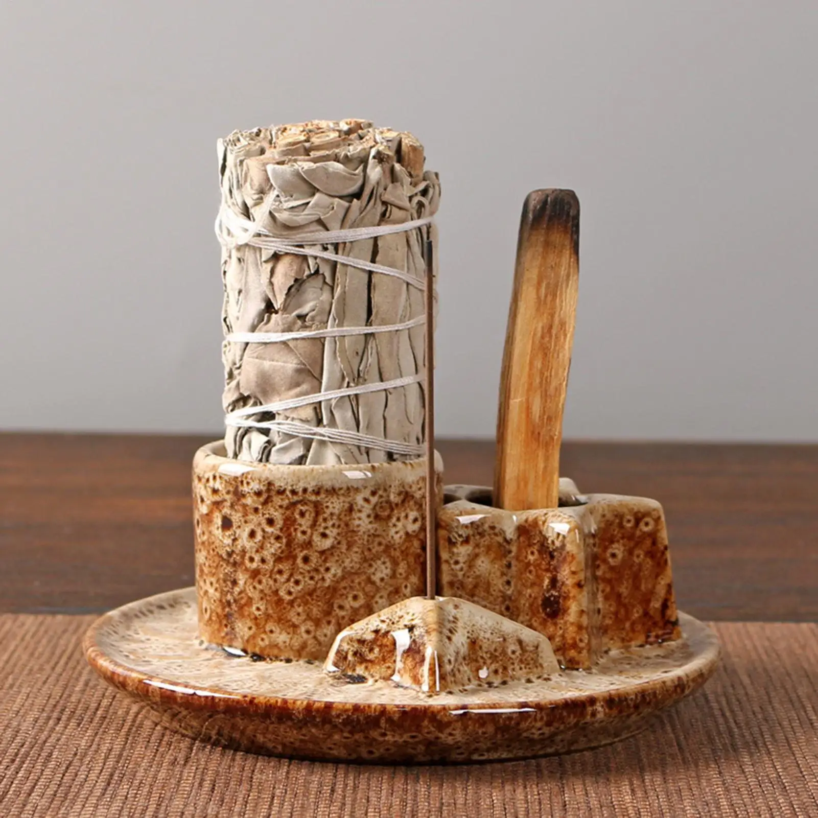 Candle Holder 4-in-1 Multifunctional Ceramic Incense Burner Palo Santo Burner Sage Burner Incense Stick Burner 
Candle Holder 4-in-1 Multifunctional Ceramic Incense Burner Palo Santo Burner Sage Burner Incense Stick Burner