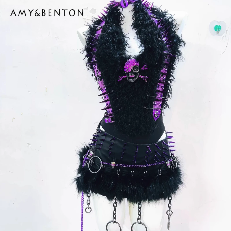 Оригинальный дизайн, черный, фиолетовый, пушистый пояс с заклепками в стиле панк, женский комплект, осенне-зимний готический темный сладкий крутой жилет, короткая юбка, комплекты женские
Оригинальный дизайн, черный, фиолетовый, пушистый пояс с заклепками в стиле панк, женский комплект, осенне-зимний готический темный сладкий крутой жилет, короткая юбка, комплекты женские
