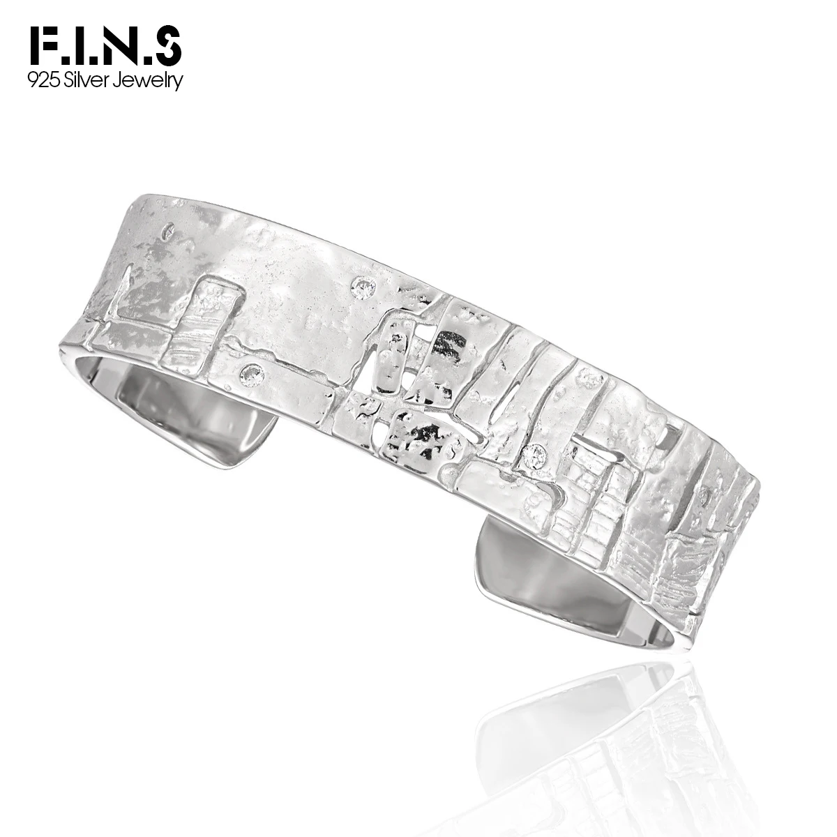 F.I.N.S Stone Crack S925 Sterling Silver Zirconia Bangles Texture Open Wide Bracelet Fine Jewelry Wedding Party Accessories
F.I.N.S Stone Crack S925 Sterling Silver Zirconia Bangles Texture Open Wide Bracelet Fine Jewelry Wedding Party Accessories