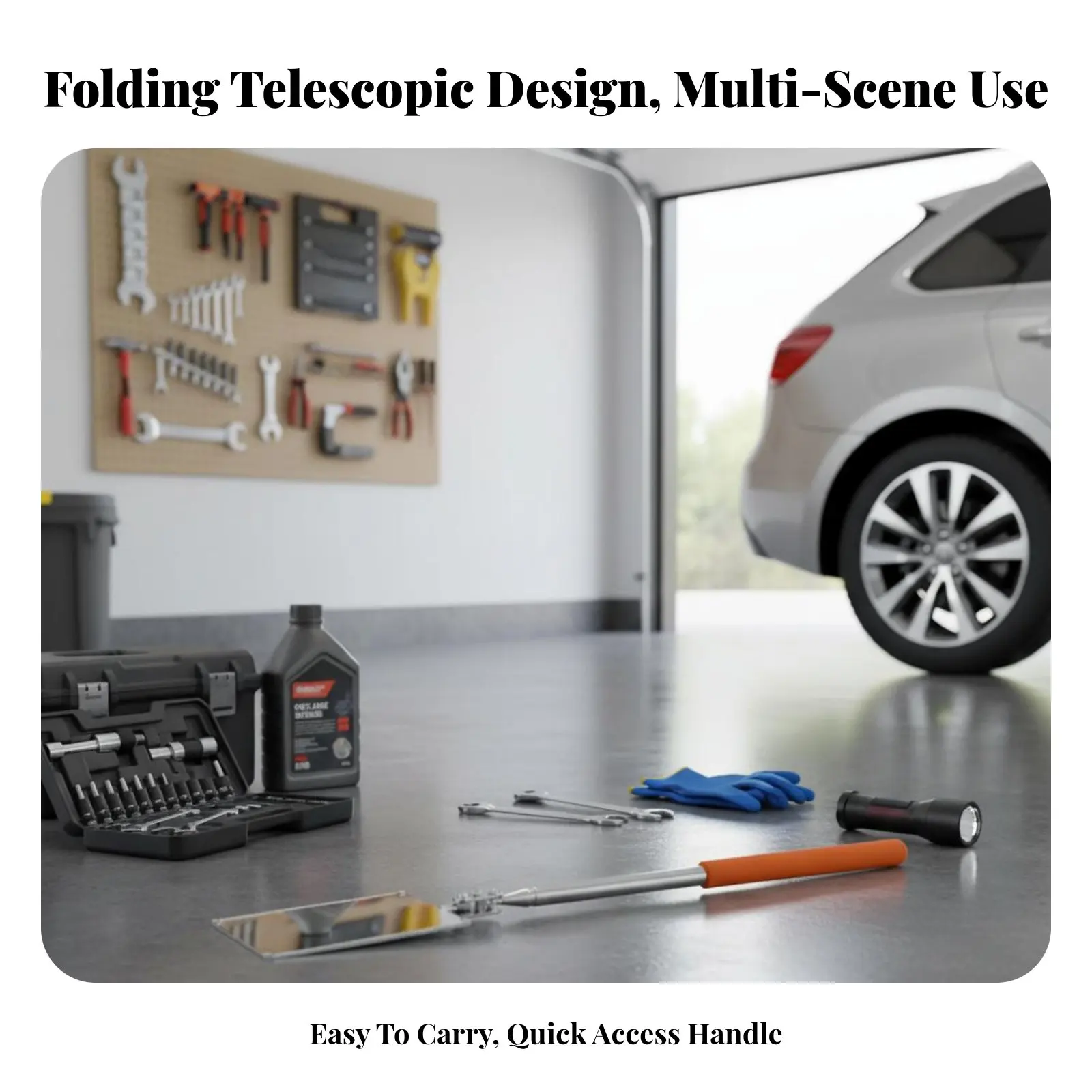 Telescopic Inspection Mirror Portable Undercarriage Inspection Mirror Adjustable Reach Soft Grip for Auto Technicians
Telescopic Inspection Mirror Portable Undercarriage Inspection Mirror Adjustable Reach Soft Grip for Auto Technicians