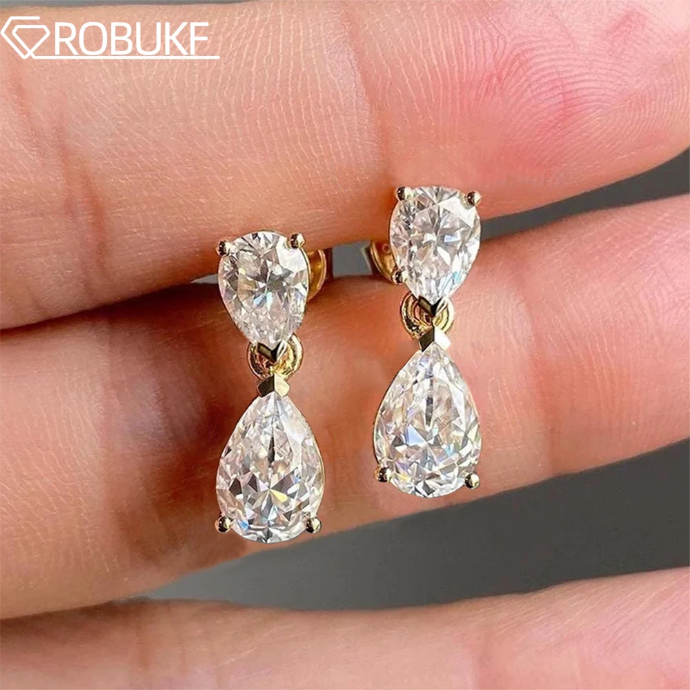 5cttw Double Pear Cut Moissanite Drop Earring for Women GRA Certified 925 Sterling Silver Plated 18K Gold Waterdrop Fine Jewelry
5cttw Double Pear Cut Moissanite Drop Earring for Women GRA Certified 925 Sterling Silver Plated 18K Gold Waterdrop Fine Jewelry