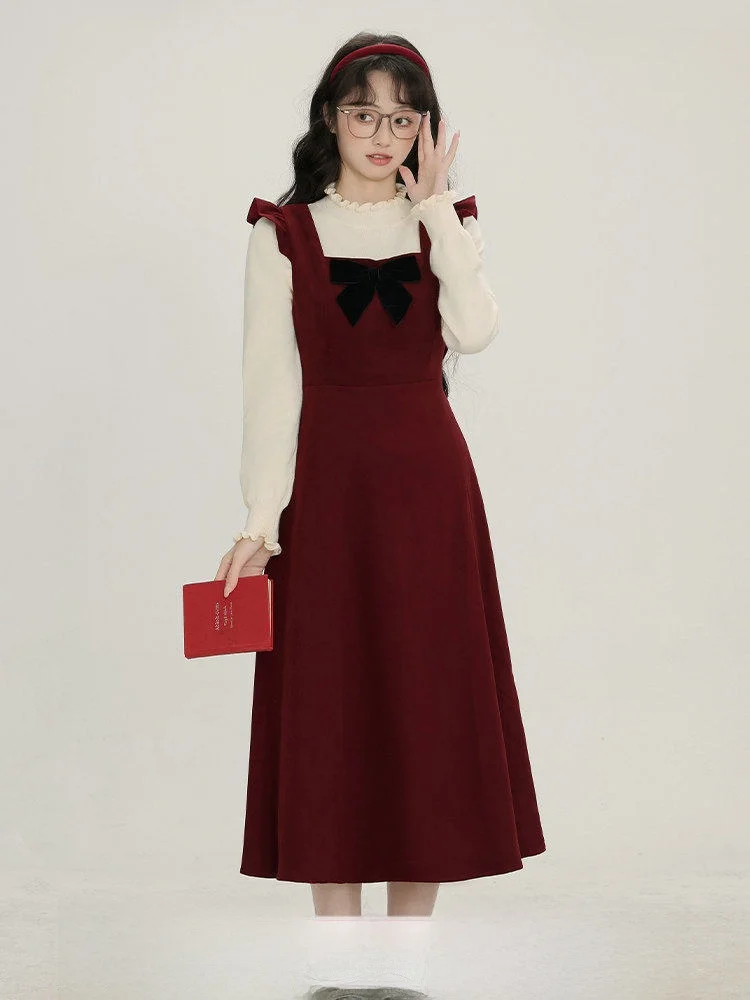 Red Vintage Strap Dress Set Women's Beautiful New Year Costume Three Inch Lotus Flower Rose Polyester Fiber Long Sleeve Dress
Red Vintage Strap Dress Set Women's Beautiful New Year Costume Three Inch Lotus Flower Rose Polyester Fiber Long Sleeve Dress