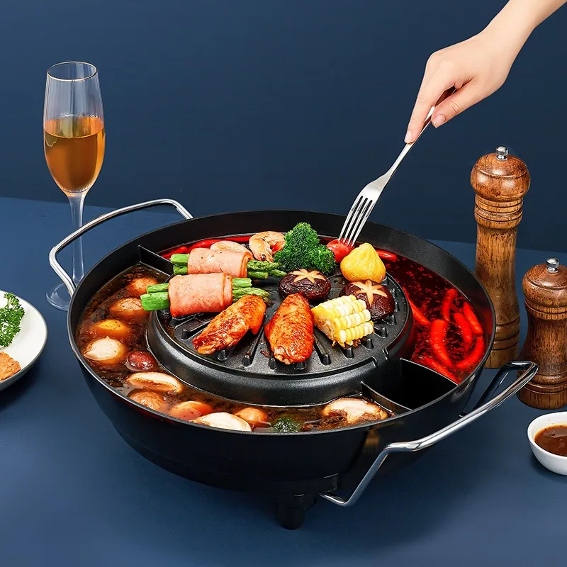 Korean Style Non-Stick Smokeless Round Pot, Multi-Function Baking & Rinsing Electric Heating
Korean Style Non-Stick Smokeless Round Pot, Multi-Function Baking & Rinsing Electric Heating