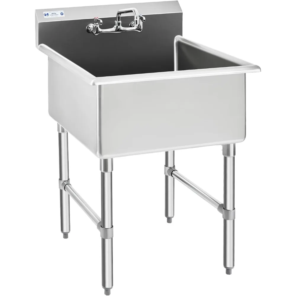 HALLY Commercial Stainless Steel Sink 1 Compartment NSF Prep & Utility Sink with 8" Faucet 24" L x 24" W x 12" D Bowl for Bar,
HALLY Commercial Stainless Steel Sink 1 Compartment NSF Prep & Utility Sink with 8" Faucet 24" L x 24" W x 12" D Bowl for Bar,