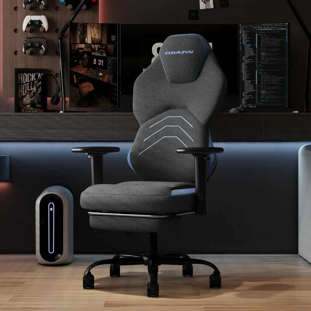 Reclining gaming chair with footrest, wide seat for adults, adjustable armrests, lumbar support, and high back
Reclining gaming chair with footrest, wide seat for adults, adjustable armrests, lumbar support, and high back