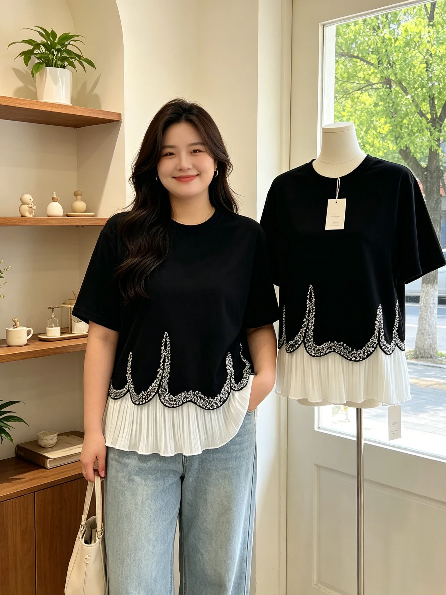 plus Size Loose round Neck Splice Sequin Short Sleeve T-Shirt Summer New Style Fashionable All-Match Casual Women's Top
plus Size Loose round Neck Splice Sequin Short Sleeve T-Shirt Summer New Style Fashionable All-Match Casual Women's Top