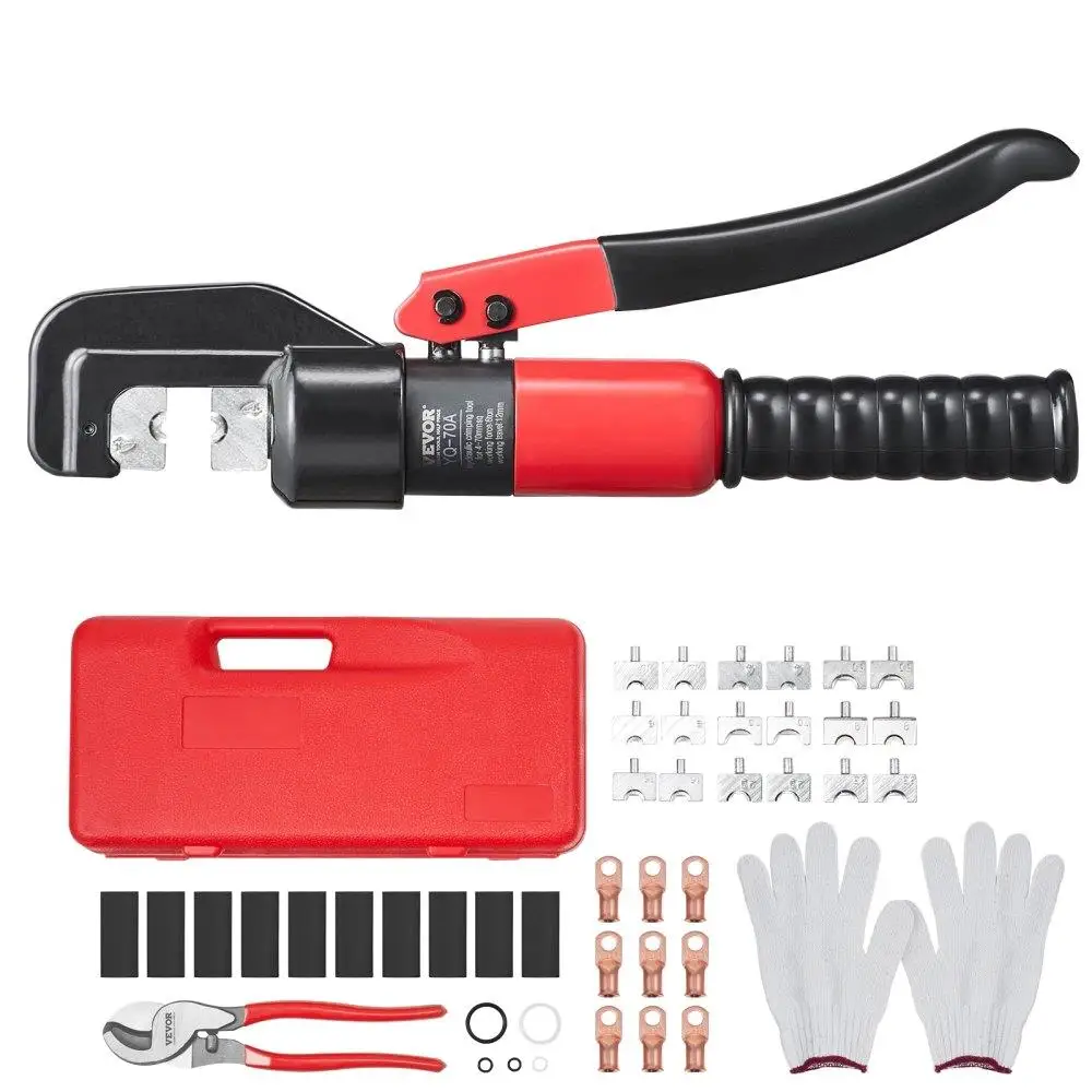 Hydraulic Crimping Tool with 9 Die Sets for AWG12-2/0 Copper Aluminum Battery Lug Crimper Cutting Pliers Gloves Connectors Heat
Hydraulic Crimping Tool with 9 Die Sets for AWG12-2/0 Copper Aluminum Battery Lug Crimper Cutting Pliers Gloves Connectors Heat