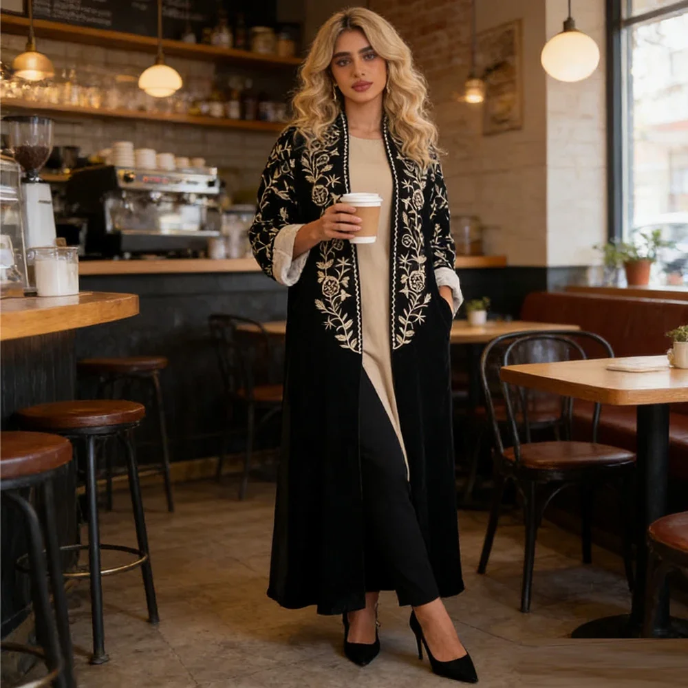Eid Embroidery Velvet Long Robe Muslim Dress Dubai Abaya Turkey Kaftan Ramadan Islam Jalabiya Kebaya Dubai Abaya Kimono Cardigan
Eid Embroidery Velvet Long Robe Muslim Dress Dubai Abaya Turkey Kaftan Ramadan Islam Jalabiya Kebaya Dubai Abaya Kimono Cardigan