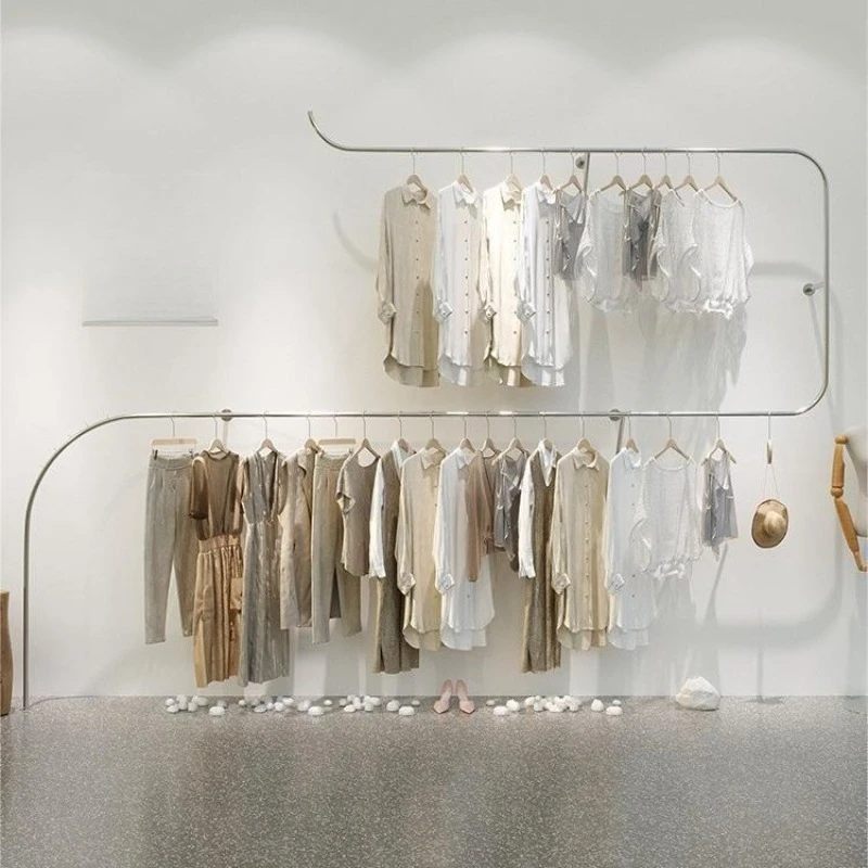 Double-layer hanger women's clothing store floor-to-ceiling wall rack combined hanger
Double-layer hanger women's clothing store floor-to-ceiling wall rack combined hanger