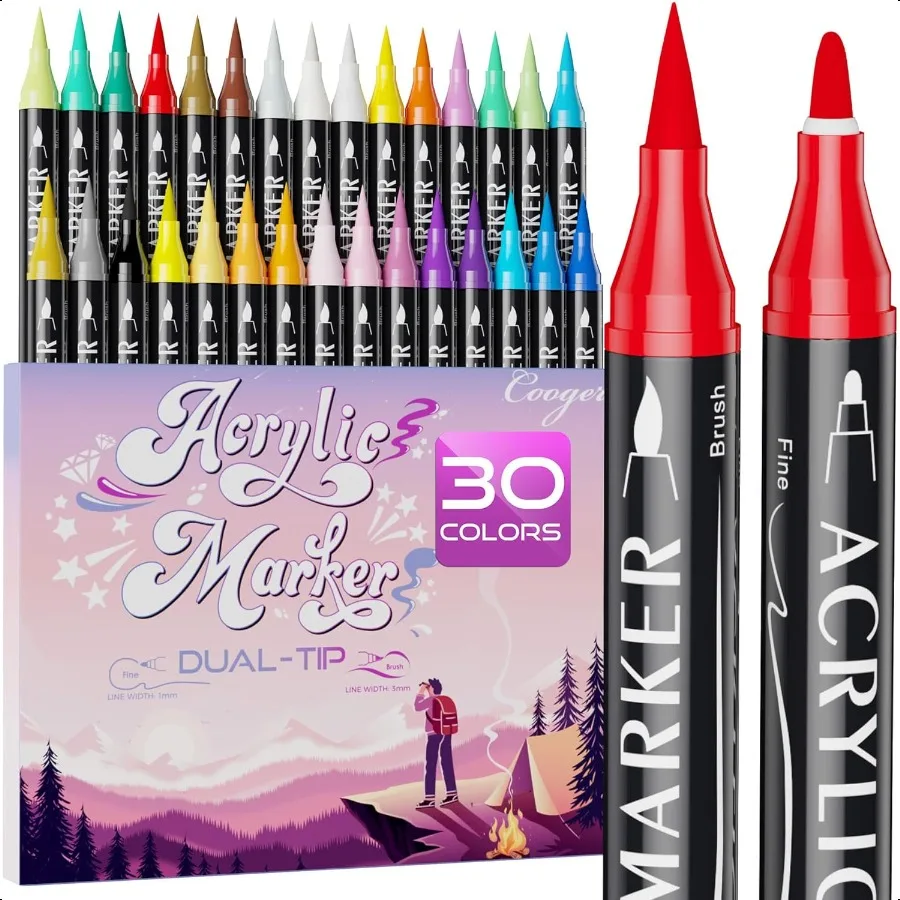 30 Colors Dual Tip Acrylic Paint MarkersFine Tip and Brush Tip Permanent Acrylic Paint Pens For Rock Painting Canvas Wood Glass
30 Colors Dual Tip Acrylic Paint MarkersFine Tip and Brush Tip Permanent Acrylic Paint Pens For Rock Painting Canvas Wood Glass