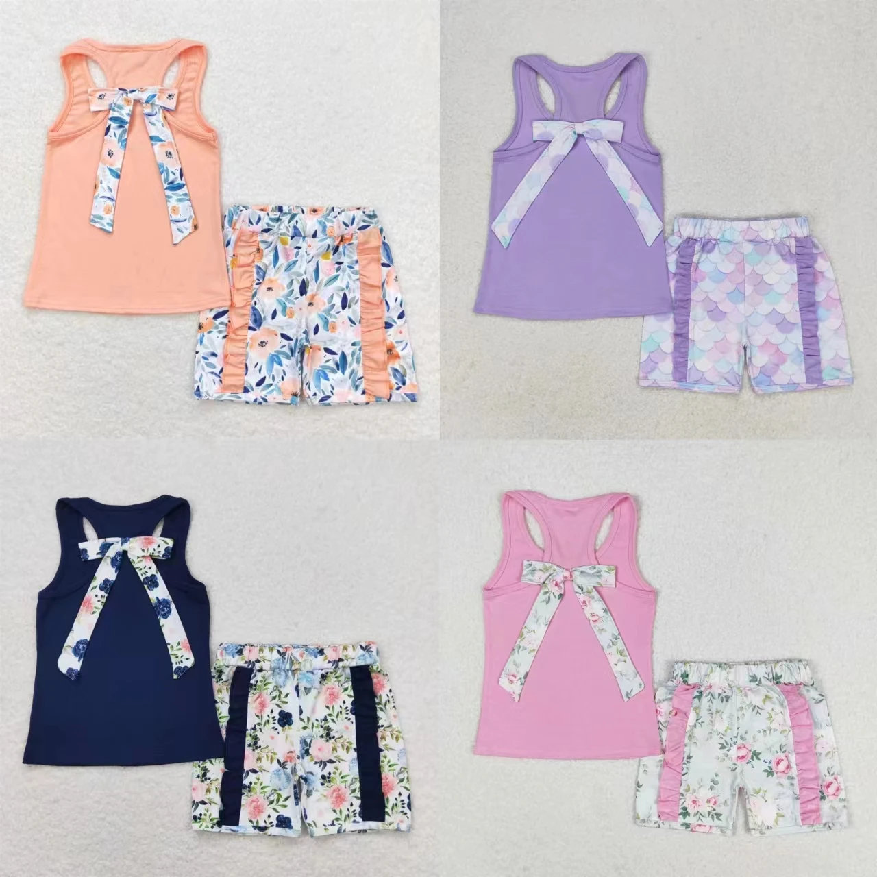 Wholesale Summer Toddler Sleeveless Bow Cotton Tops Kids Ruffle Shorts Baby Girls Two Pieces Set Children Infant Flower Outfits
Wholesale Summer Toddler Sleeveless Bow Cotton Tops Kids Ruffle Shorts Baby Girls Two Pieces Set Children Infant Flower Outfits