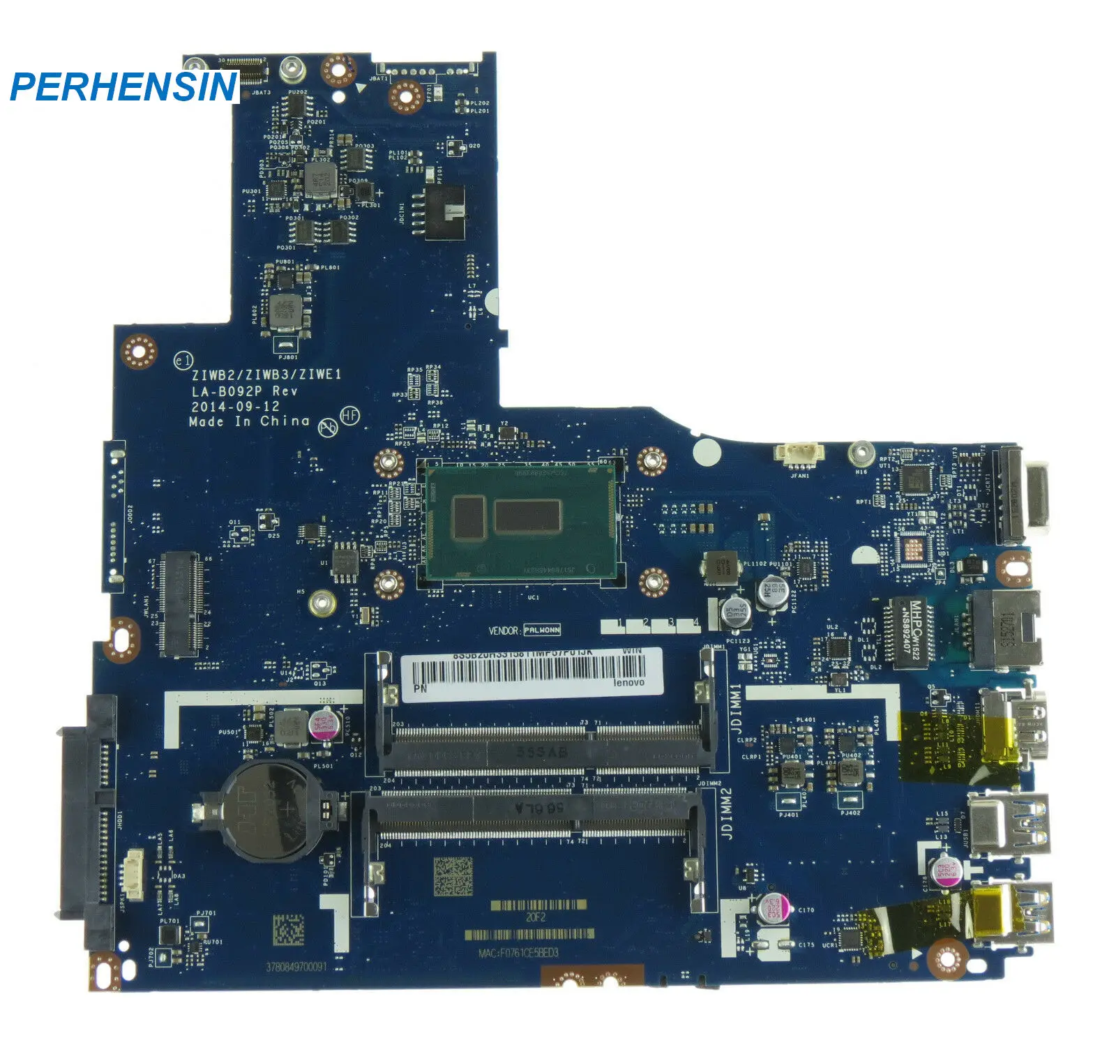 FOR Lenovo B50-80 B50-70 E50-80 Mainboard LA-B092P U52 i3-4030U SR1EN UMA 5B20G45934 5B20G46044
FOR Lenovo B50-80 B50-70 E50-80 Mainboard LA-B092P U52 i3-4030U SR1EN UMA 5B20G45934 5B20G46044