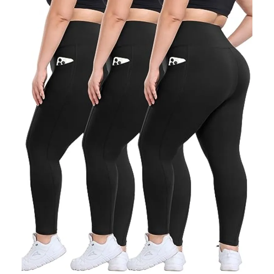 3 Pack Plus Size Leggings with Pockets for Women - High Waisted Tummy Control Spandex Soft Black Workout Yoga Pants
3 Pack Plus Size Leggings with Pockets for Women - High Waisted Tummy Control Spandex Soft Black Workout Yoga Pants