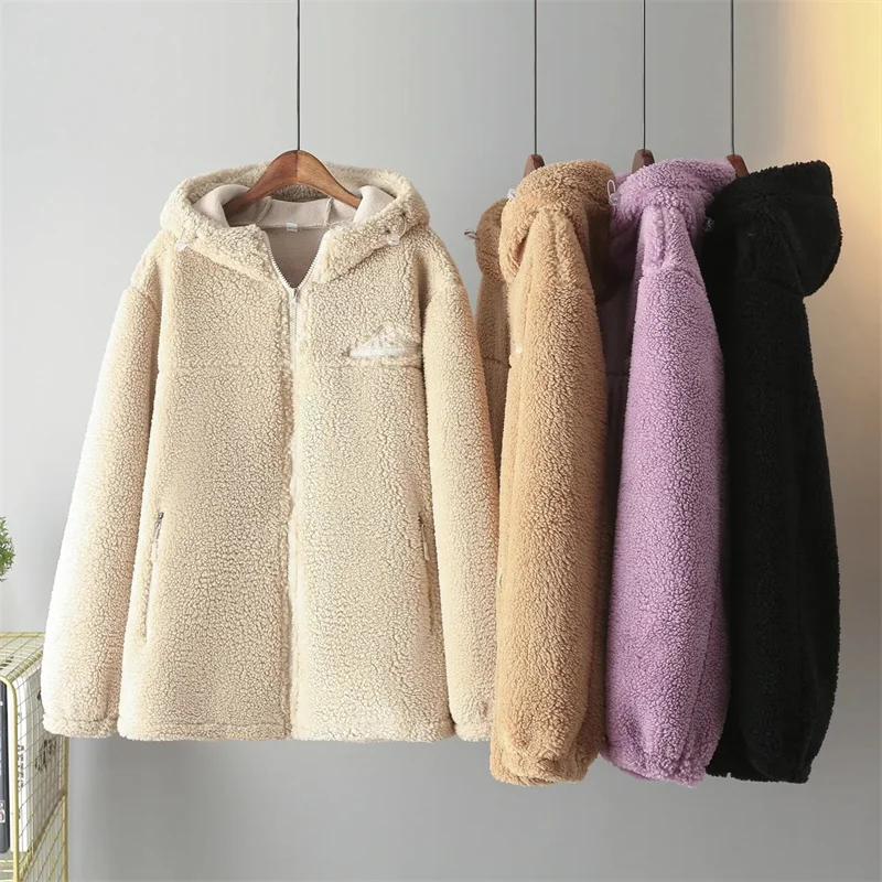 2024 Female Large Size 5XL Lamb Wool Jacket Autumn Winter Ladies Zipper Outwear Korean Women Hooded Medium Long Styles Tops Coat
2024 Female Large Size 5XL Lamb Wool Jacket Autumn Winter Ladies Zipper Outwear Korean Women Hooded Medium Long Styles Tops Coat