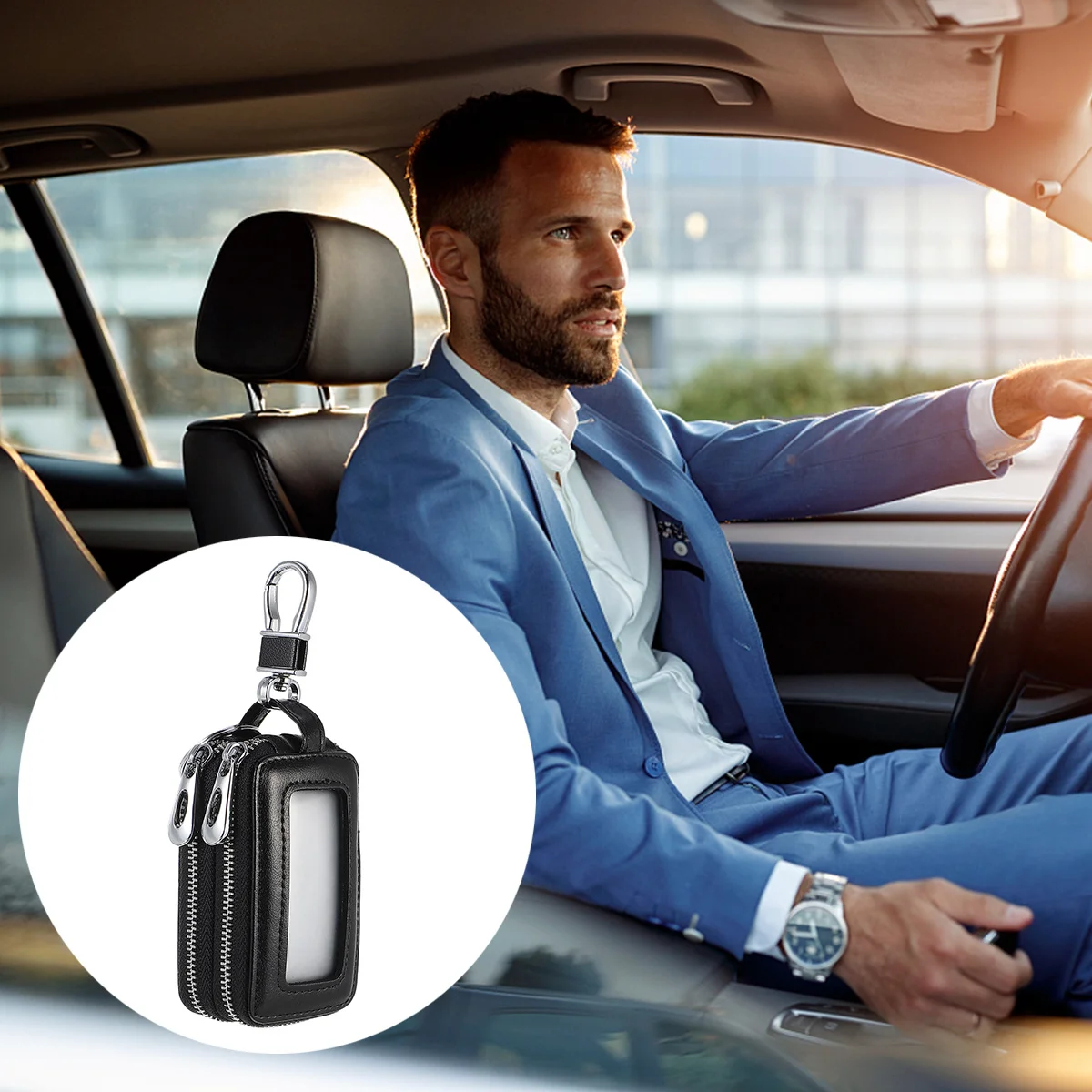 1Pcs Car Key Holder Cattlehide Premium Storage Bag Zipper Waist Hanging Key Pouch Large Capacity Protect Scratch Loss
1Pcs Car Key Holder Cattlehide Premium Storage Bag Zipper Waist Hanging Key Pouch Large Capacity Protect Scratch Loss