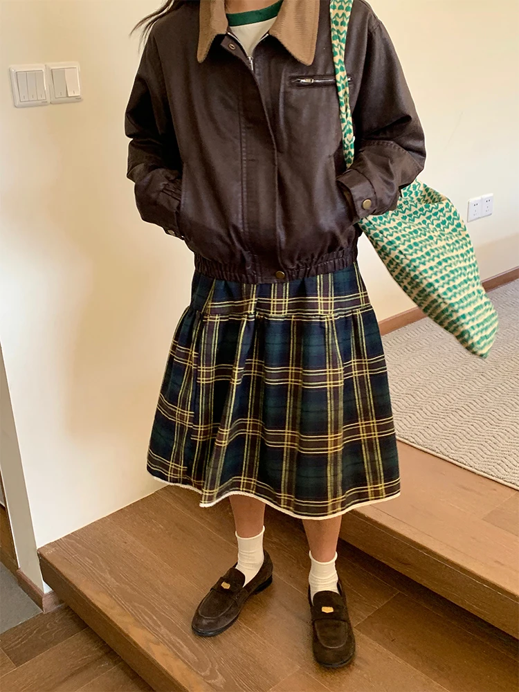 NIDEBLACK Korean Style Plaid A-Line Skirt Elastic Waist Color Block Versatile Loose Fit Cake Skirt mid Waist Polyester C...
NIDEBLACK Korean Style Plaid A-Line Skirt Elastic Waist Color Block Versatile Loose Fit Cake Skirt mid Waist Polyester C...