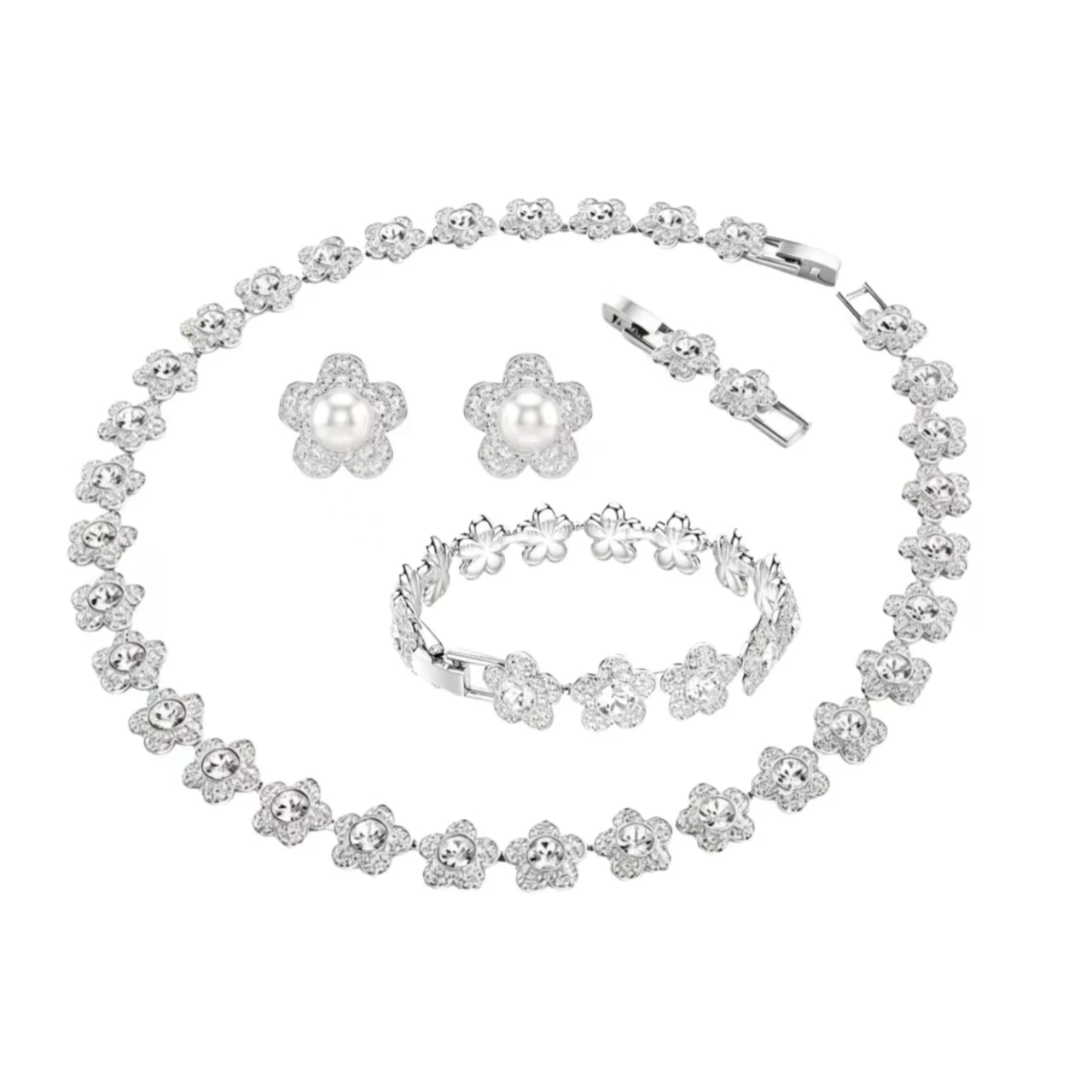 High-quality classic floral zircon necklace, bracelet, and stud earring set, S925 silver, gift, party, couple, banquet
High-quality classic floral zircon necklace, bracelet, and stud earring set, S925 silver, gift, party, couple, banquet