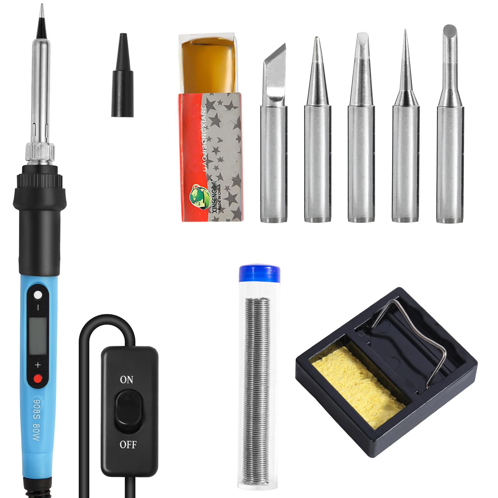 9IN1 Soldering Iron Kit for Electronics 80W LCD Digital Adjustable Temperature Welding Repair Tools with Switch, Solder Tin Tips
9IN1 Soldering Iron Kit for Electronics 80W LCD Digital Adjustable Temperature Welding Repair Tools with Switch, Solder Tin Tips