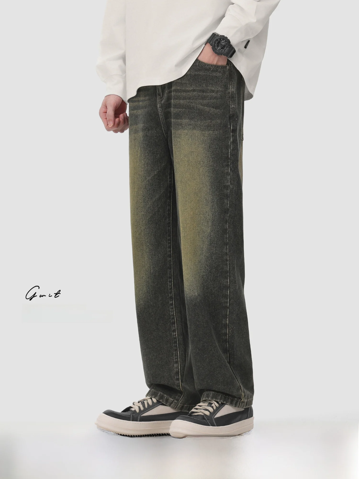 GWIT American High Street Vintage Washed Heavyweight Spring Autumn Casual Men's Jeans Distressed Casual Wear Standard Fit
GWIT American High Street Vintage Washed Heavyweight Spring Autumn Casual Men's Jeans Distressed Casual Wear Standard Fit