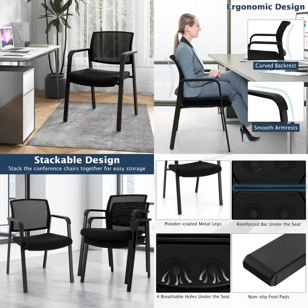Mesh Back Metal Frame Padded Stacking Chairs, Ideal for Office, Waiting Rooms in Black
Mesh Back Metal Frame Padded Stacking Chairs, Ideal for Office, Waiting Rooms in Black