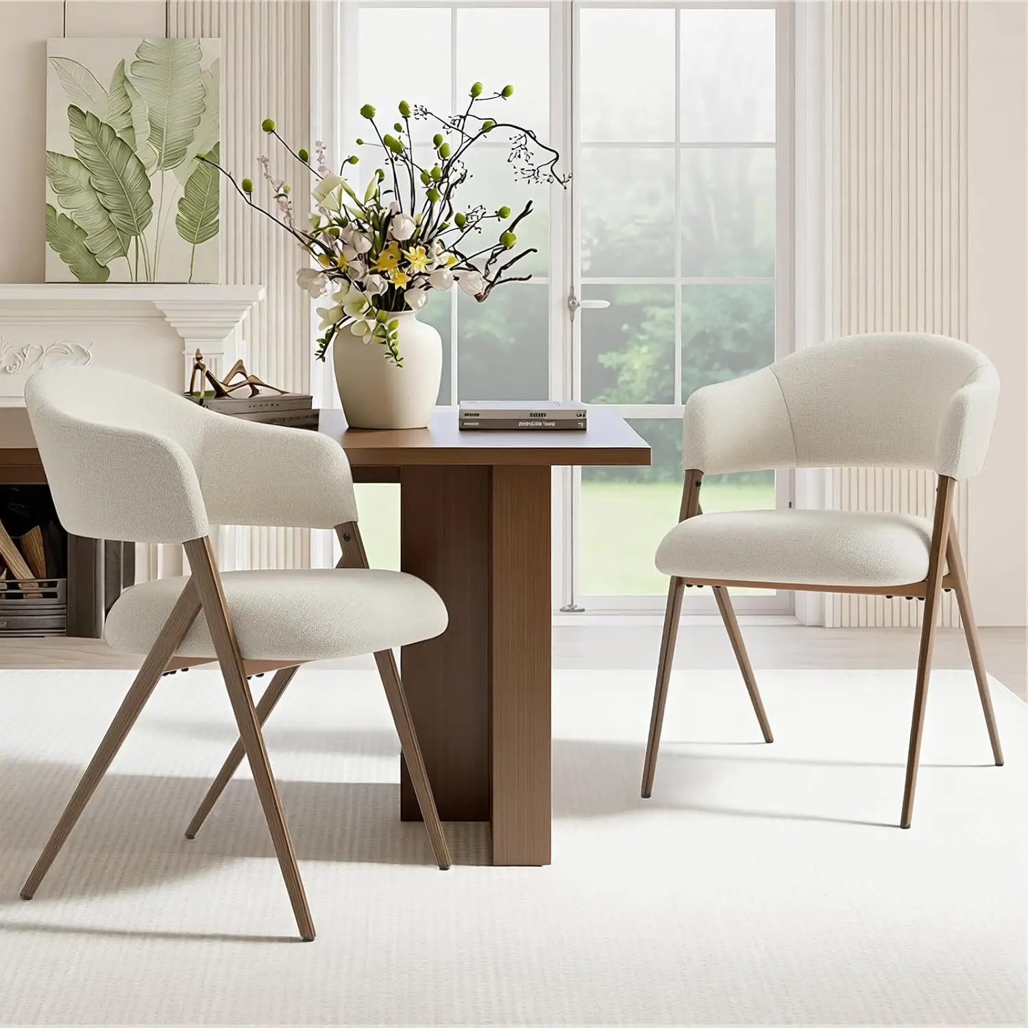 Modern Fabric Upholstered Dining Chairs Set of 2 with Iron Legs, Open Back and Padded Seat for Kitchen Living Room Cafe Beige
Modern Fabric Upholstered Dining Chairs Set of 2 with Iron Legs, Open Back and Padded Seat for Kitchen Living Room Cafe Beige